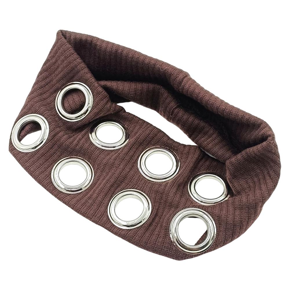 

Панк Эластичная Повязка на Голову Модная Дышащая Ткань Металлические Люверсы Головной Убор Нескользящая Широкая Эластичная Повязка на Голову Аксессуар для Волос кофейный