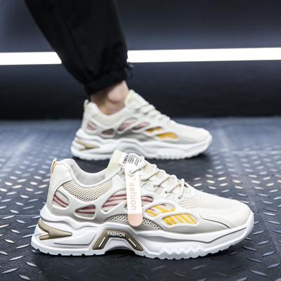 Autumn Men's Shoes New Breathable Mesh Sports Shoes Men's Trend Versatile Platform White Shoes Casual Dad Trendy Shoes
