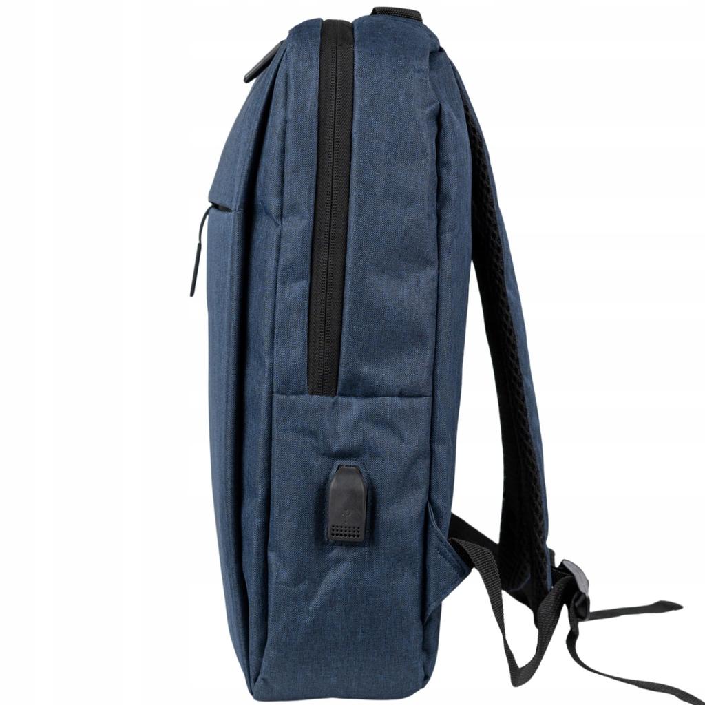 Plecak młodzieżowy nowoczesny szkolny niebieski na laptopa 15,6" z usb hn212701 blue