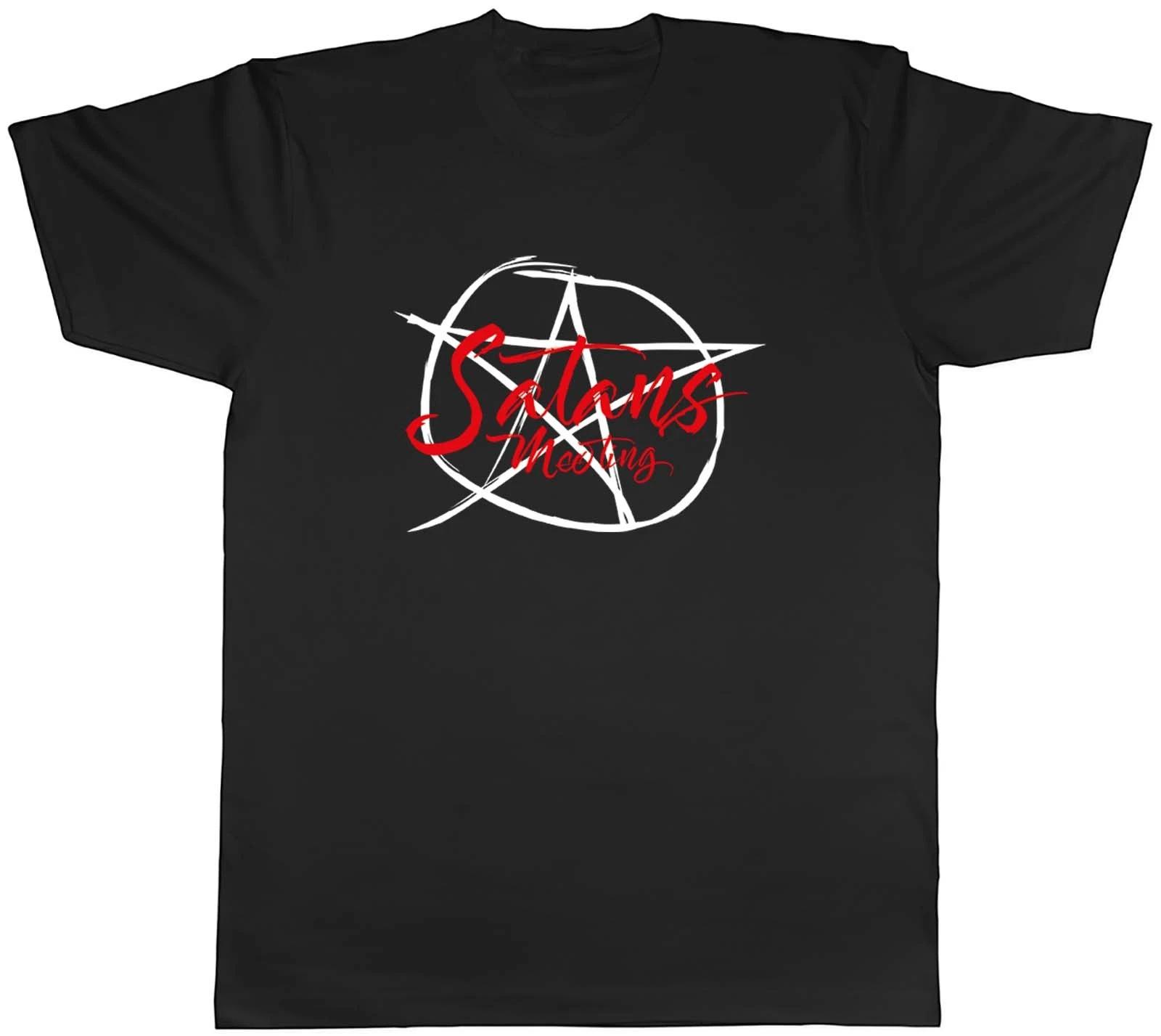 Satans Meeting Devil Worship Demon 666 Hell Mens T-Shirt Tee Gift Top L