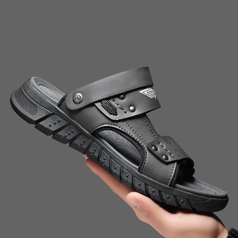 Sommer Herren Echtleder Sandalen Outdoor Römische Sandalen Strand Anti-Rutsch Lässig Leicht Offene Zehen Jungen Sportsandalen