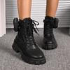 Winter High Quality Lace-up Ladies Shoes Fashion Round Toe Belt Buckle Modern Women's Boots Women Hot Sale Plus Size Ankle Boots