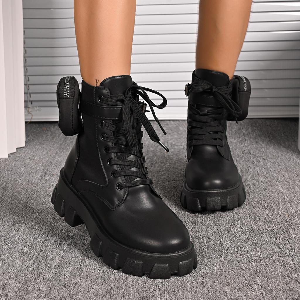 Winter High Quality Lace-up Ladies Shoes Fashion Round Toe Belt Buckle Modern Women's Boots Women Hot Sale Plus Size Ankle Boots