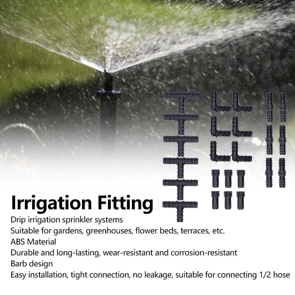 24Pcs Black Watering System ABS Barbed Connector Durable Irrigation Accessory  Patio Irrigation