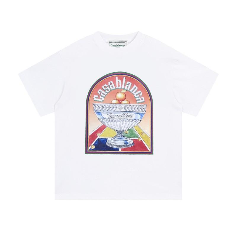 Casablanca Unisex Short Sleeve T-Shirt With Cosmic Castle Letter Print Loose Fit Cotton Tee