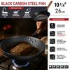 YOSUKATA 10 1/4-inch Carbon Steel Frying Pan ? Non-Toxic Pre-Seasoned Skillet with Removable Wooden Handle ? Coating-Free Wok-Style Pan for Gas, Induc