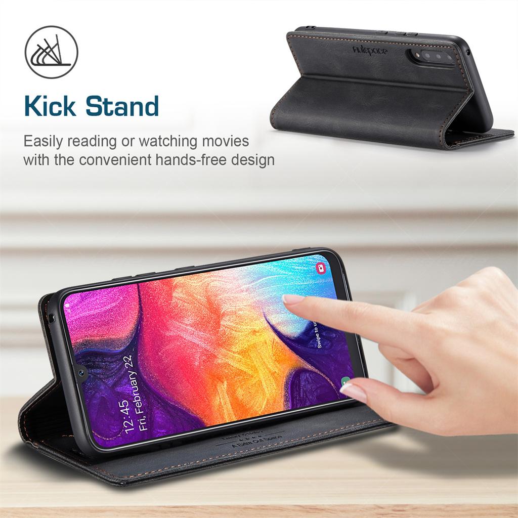 Premium Vintage Leather Wallet Case for Samsung Galaxy A50/A30S/A50S - RFID Blocking Flip Cover with Card Slots (4 Colors)