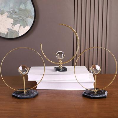 Geometric Iron Frame with Faux Crystal Ball Modern Geometric Tabletop Ornament for Living Room Dining Room Office Table Centerpiece