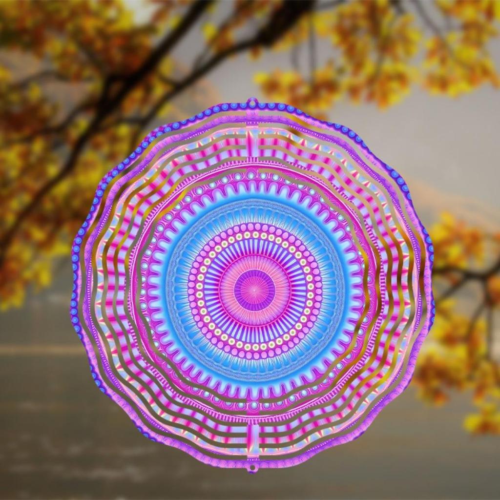 10 Inch Purple Blue Hanging Wind Spinner 360 Degree Rotating Metal Art for Garden Balcony Outdoor Decor No Battery Needed Creative Gift