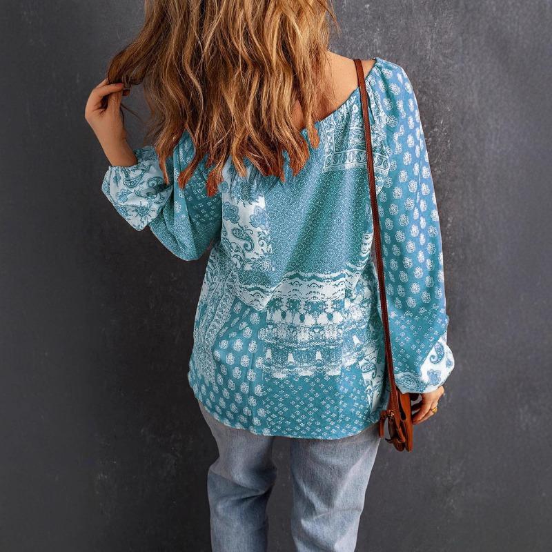 DAFIFY Damemote Uformelt vår, høst, lange armer bluser og skjorter med V-hals