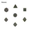 7 Pcs Yellow Green Tree Vine Metal Dice Solid Metal Polyhedral Dice Set Suitable for Role-Playing RPG Board Game Dice RPG
