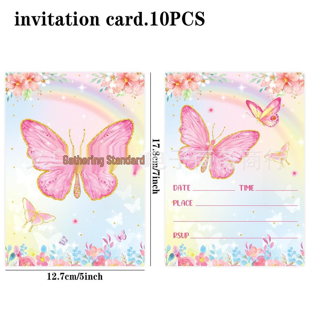 Pink Butterfly Birthday Party Tableware Set – Plates, Napkins, Tablecloth & Decorations