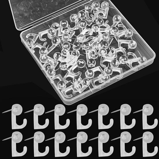 50 Pcs Push Pin Hooks Plastic Heads Cork Board Hooks Decorative Thumb Tacks Hook for Cork Bulletin Board Photos Calendar Home Office School Supplies