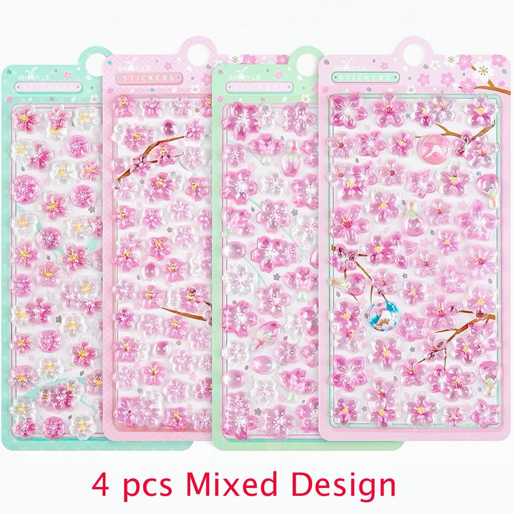 Romantic Sakura Petal Cherry Blossom 3D Relief Stickers Scrapbooking Diy Journaling Stationery Diary Decor School Cute Stickers