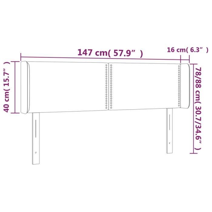 VidaXL Tête de lit avec oreilles Noir 147x16x78-88 cm Similicuir3118718