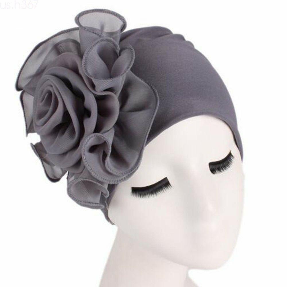 Womens Hair Loss Head Scarf Turban Cap Big Flower Muslim Cancer Chemo Hat Cover