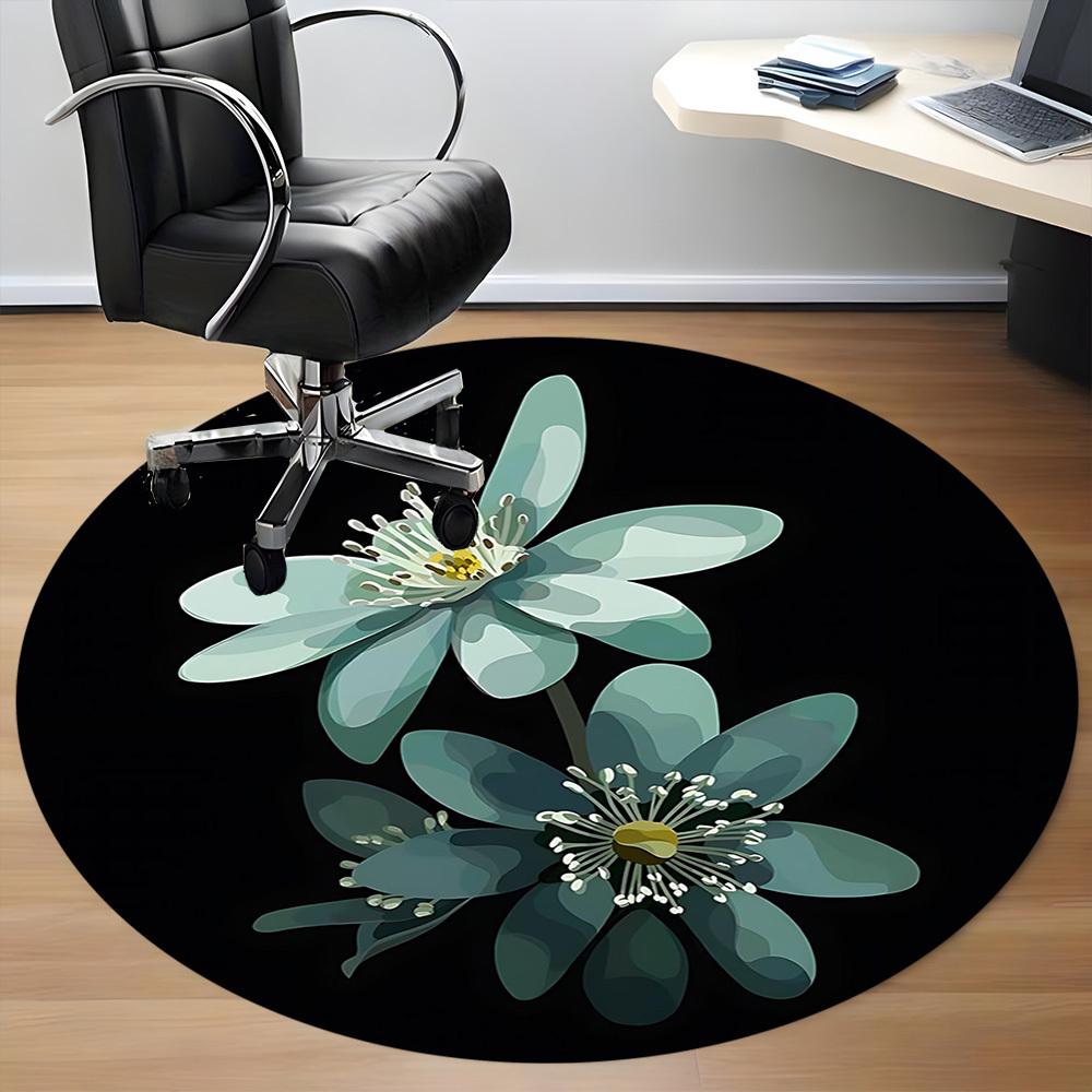 1PC Floral Bloom Office Round Area Rug, Mat Suitable For Office, Under Office Chairs Bedroom Living Room Home Decor, Room Deco