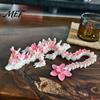 3D Printed Mythical Creature Cherry Blossom Dragon Toy, Articulated Flower Figurine, Flexible Fantasy Animal Toy Movable Joints Model for Desk