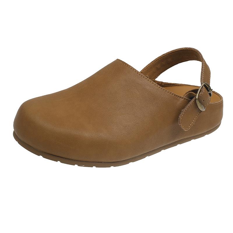 

Ретро Mori уродливые милые туфли женские 2025 весна новые две носки мокасины сумка головные тапочки ленивые одна педаль 35 коричневый