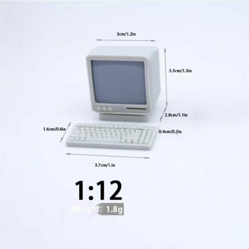 1/3 Sets 1:12/1:18 Dollhouse Mini Retro Desktop Computer Model Toys Miniature Home Scene Ornament Doll House Accessories
