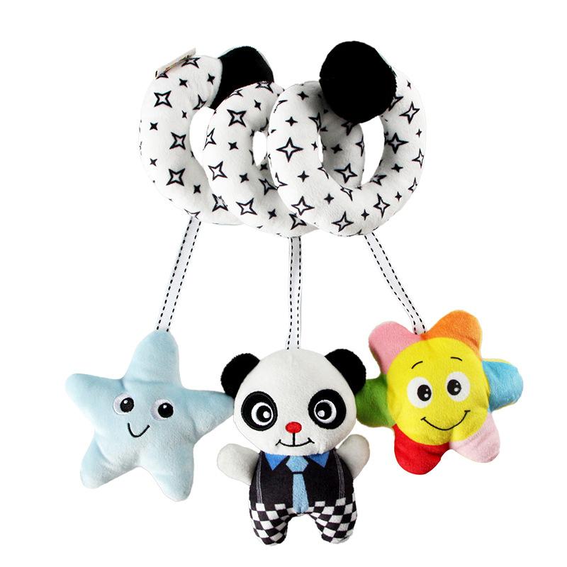 Car Seat Spiral Plush Toys, Crib Toys Spiral Activity Toy Built-in BB Device & Rattle & Sound Box, Newborn Sensory Toy Best Gift for 0 3 6 9 12 Months