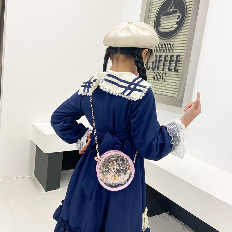Children Sand Flowing Sequins Transparent Single Shoulder Chain Bag Shoulder