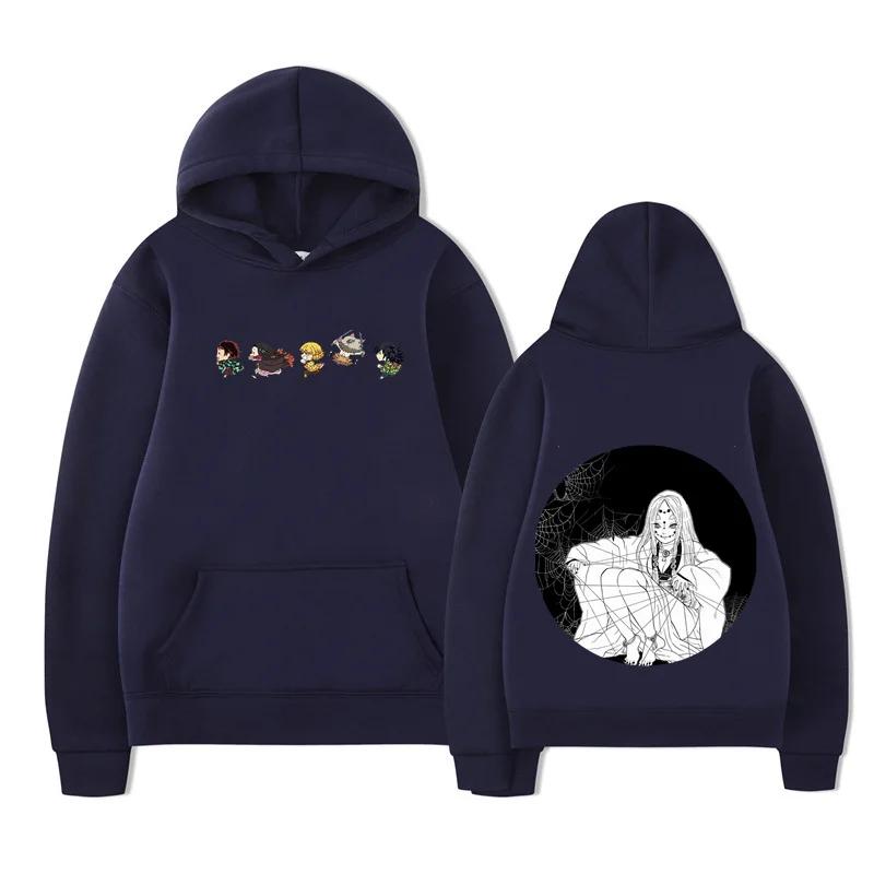 Autumn Winter Japanese Anime Hoodie Sweatshirt Print Letter Oversize Pullover Casual Fashion Street Long Sleeved Top