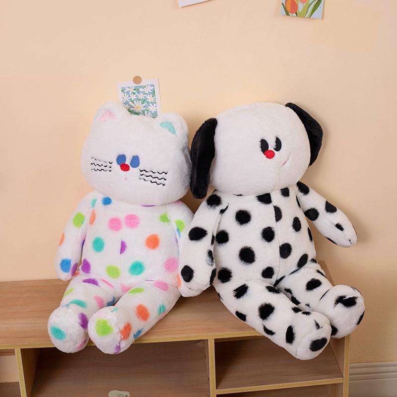 Dot Cat Stuffed Animal Plush Super Soft Dog Bunny Dolls Cartoon Chroma Pillow Toys Soft  Birthday Gifts For Girls Room Decor