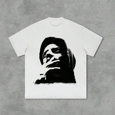 Vintage Portrait Graphic Print 100% Cotton T-Shirt Y2K Summer Short Sleeves Casual Oversize Tshirt Streetwear Tops New