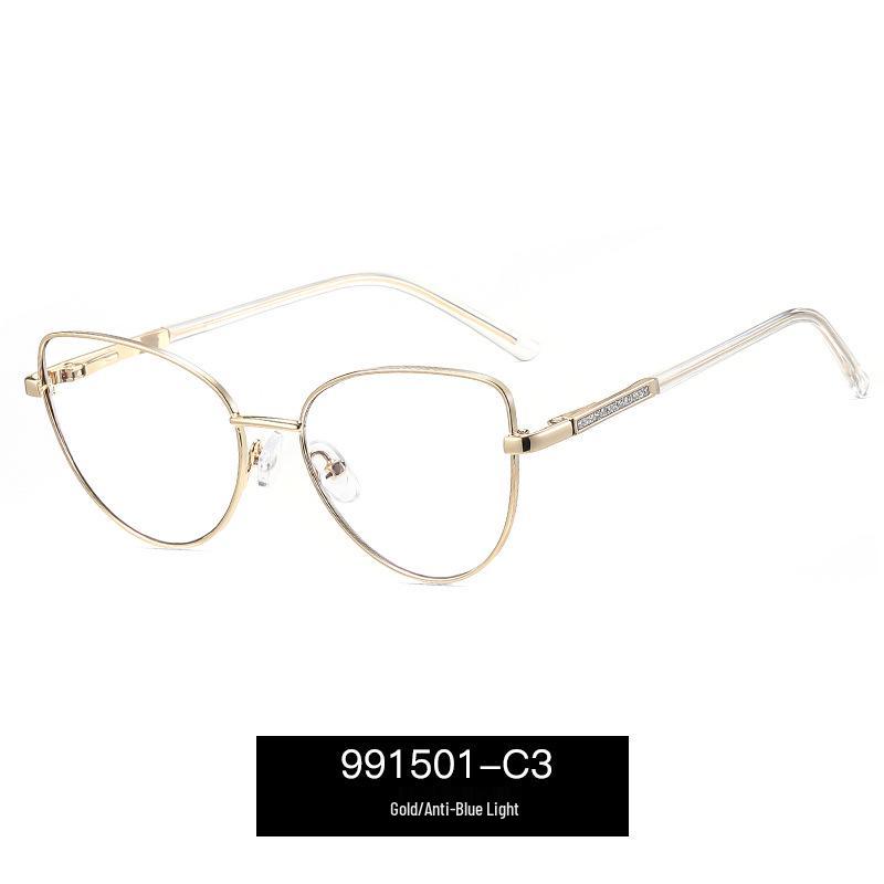 Children’s Cat-Eye Anti-Blue Light Glasses with Metal Temples - Lightweight & Comfortable Myopia Frame