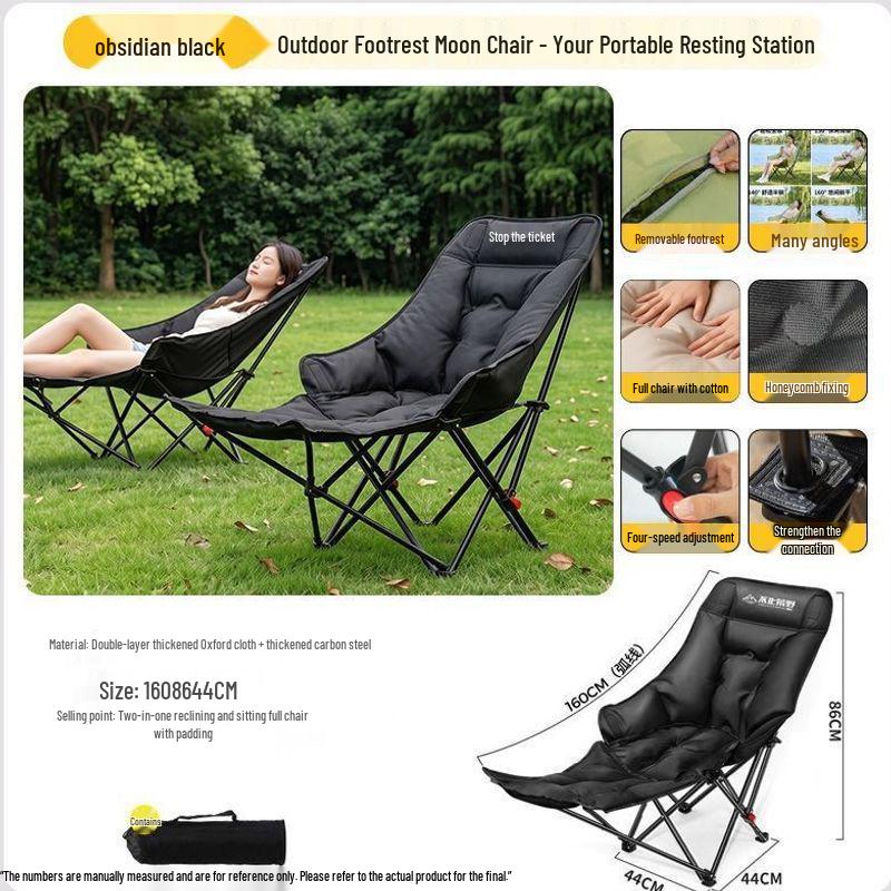 Portable Padded Folding Lounger with Footrest: Reclining Camping Chair for Outdoors