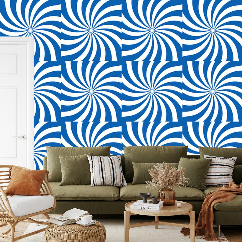 Hippie wallpaper background blue, white and azure for living room and bedroom 50x1000
