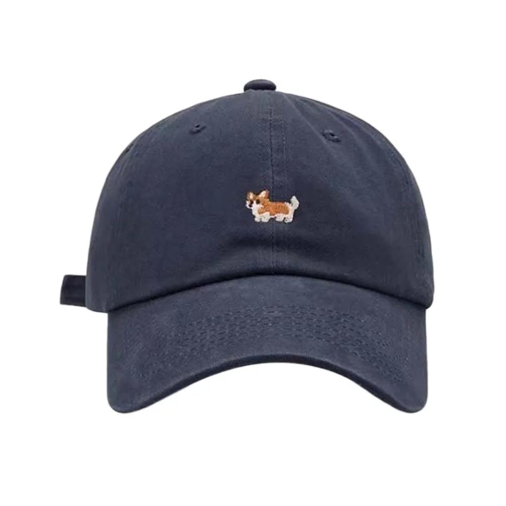 Trendy Dog Women Baseball Hat Breathable Cotton Men Sunshade Hat Embroidered Pattern Thin Embroidered Peaked Cap Spring