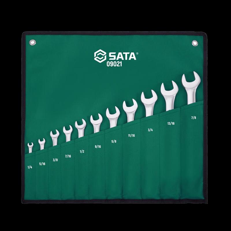 SATA 09021 11-Piece Imperial Polished Combination Wrench Set