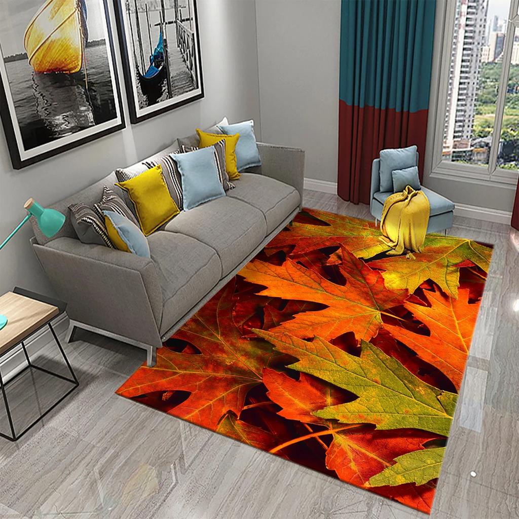 3D Colorful Leaves Carpet for Bathroom Entrance Door Anti-slip Floor Mat Kitchen Rug Mat for Living Room Bedroom Decor Area Mats