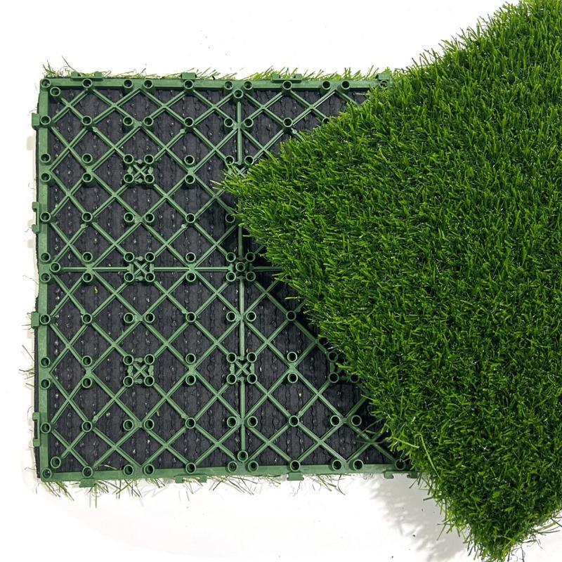Artifical Grass Tiles Interlocking Turf Deck Synthetic Fake Grass Self-draining Mat Flooring Decor Pad Multi-Purpose Dog Mats