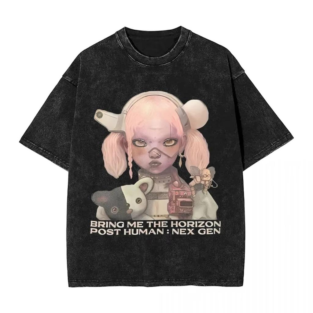 Bring Me The Horizons T-Shirt Rock Music Harajuku T Shirts Short Sleeve Streetwear Tshirt Summer Men Women Washed Oversized Tees