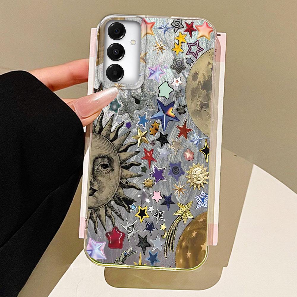 Retro Style Face Sun Stars Phone Case for Samsung Galaxy A55 A56 A36 A26 A16 A53 A06 A14 A24 A34 A54 A15 A25 A35 Silicone Cover