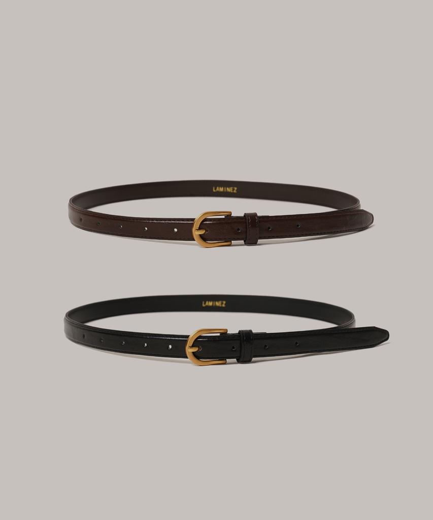 LAMINEZ 20Mm Basic Leather Belt - 2 Colors (Gold)
