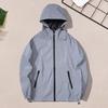 Men Reflective Hooded Jacket Long Sleeve Windproof Zipper Closure Double Pocket Design Climbing Hiking Running Coat