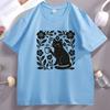Boho Cat Coffee Lover T Shirt Unisex Clothing Funny Comfort Short Sleeve Printed Tshirt Vintage Round Neck Printed Tees