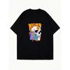 Oversized T Shirt Black Skull And Rainbow Design With Word WeirD Casual Streetwear For Women