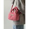 Tasche Damen 2025 Herbst und Winter neu rot kariert Weihnachten tragbare Umhängetasche Plüsch süße Messenger Bag