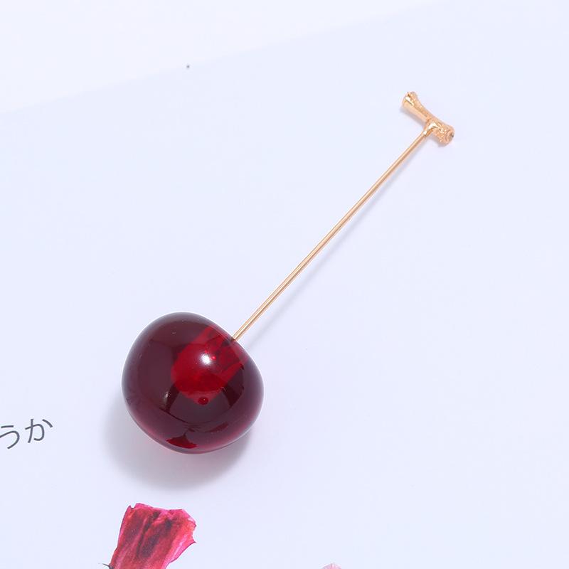 

Japanese small fresh and simple cherry brooch versatile one-word pin anti-light shirt jacket corsage pin accessories
