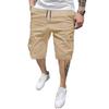 Calções Cargo Masculinos Cintura com Cordão Abaixo do Joelho Multi-Bolsos Calções de Verão para Rua Praia Férias Treino