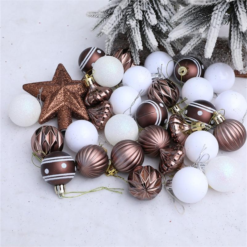 31Pcs Christmas Baubles Ornament Shatterproof Decorative Baubles For Christmas Tree Wedding Winter Festival Celebration
