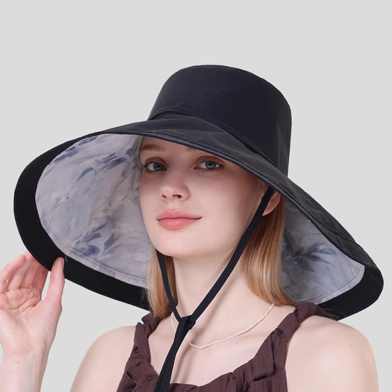 Women's Double-Sided Fisherman's Hat with Big Brim Printed Summer Sun-Protection and Uv-Protection Sun Hat
