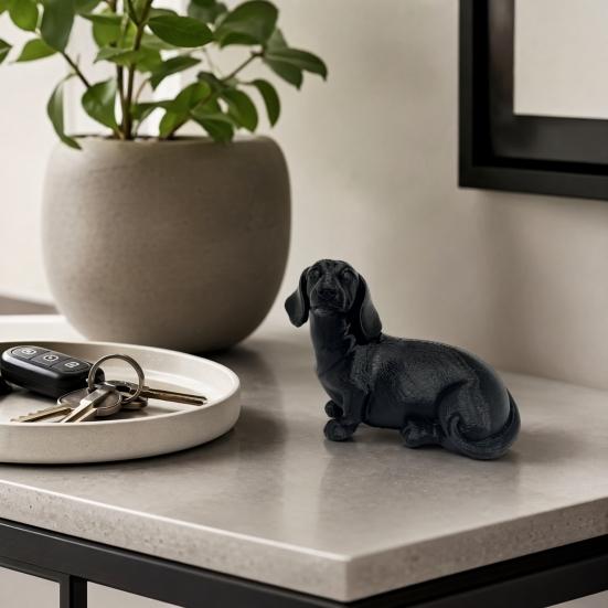 Yangyizhi 3D Printed Dachshund Sculpture, Miniature Dog Figurine, Matte Finish Statue, Artistic Pet Memorial Gift