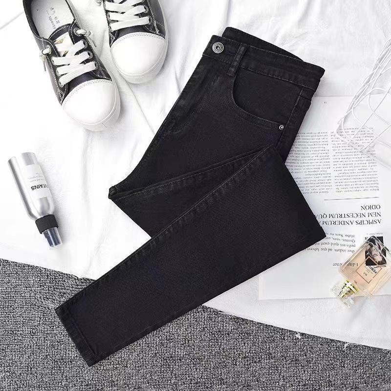 

Женские джинсы с высокой посадкой, облегающего кроя, из серого хлопкового плюша, для осени/зимы 27 for 90-100 jin