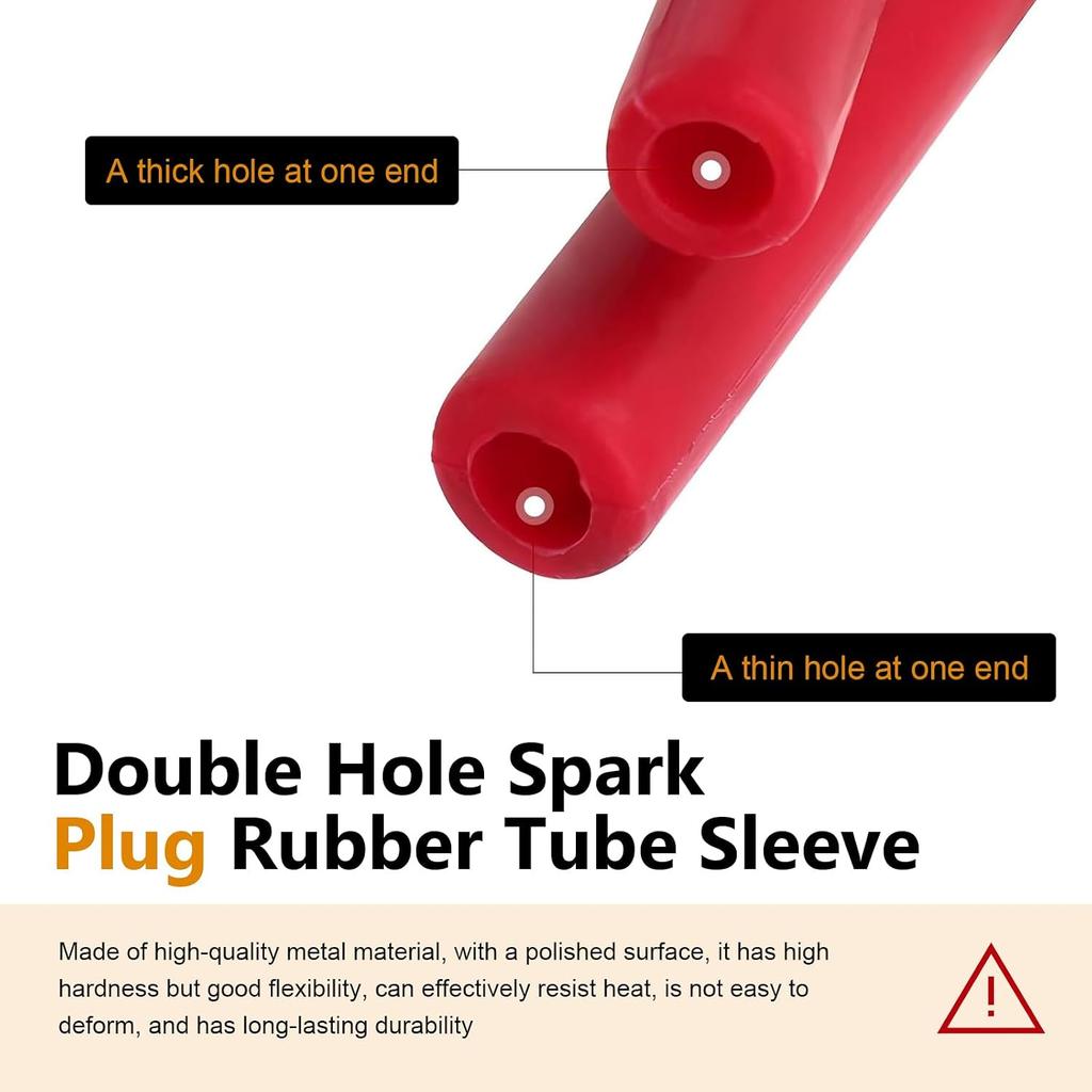 Car Spark Plug Rubber Boot, High Heat Resistant Insulation Sleeve, Long Double-Mouth Spark Plug Nozzle Installation Hose Sleeve, Universal for Most